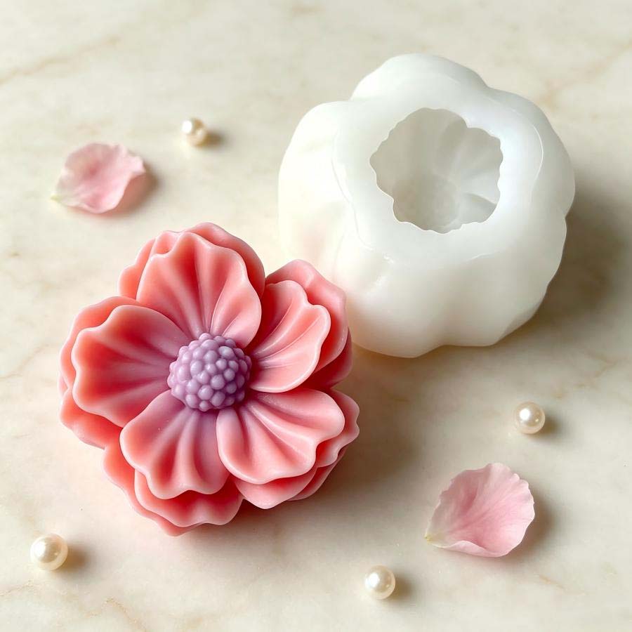 Soap Making Lye - 3D Camellia Flower Silicone Candle Mold,
