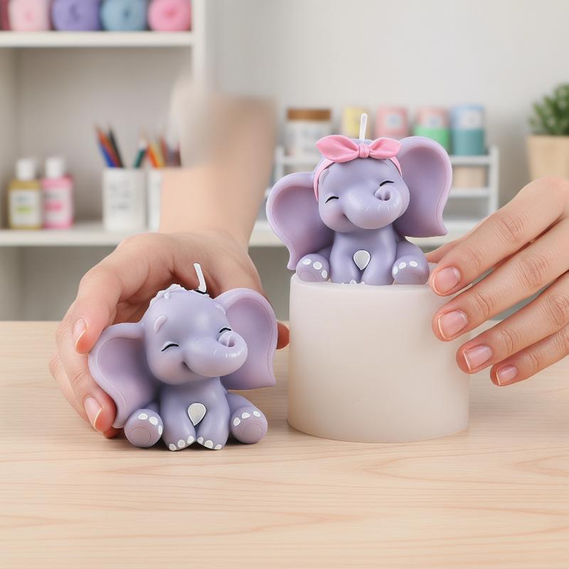 Soap Making Designs - Cute 3D Elephant Silicone Candle Mold