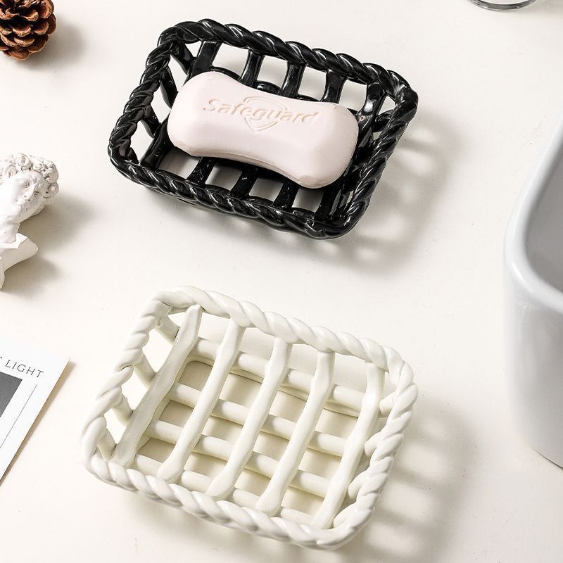 Soap Dish Draining - Hollow-out Ceramic Soap Box, Household toilet