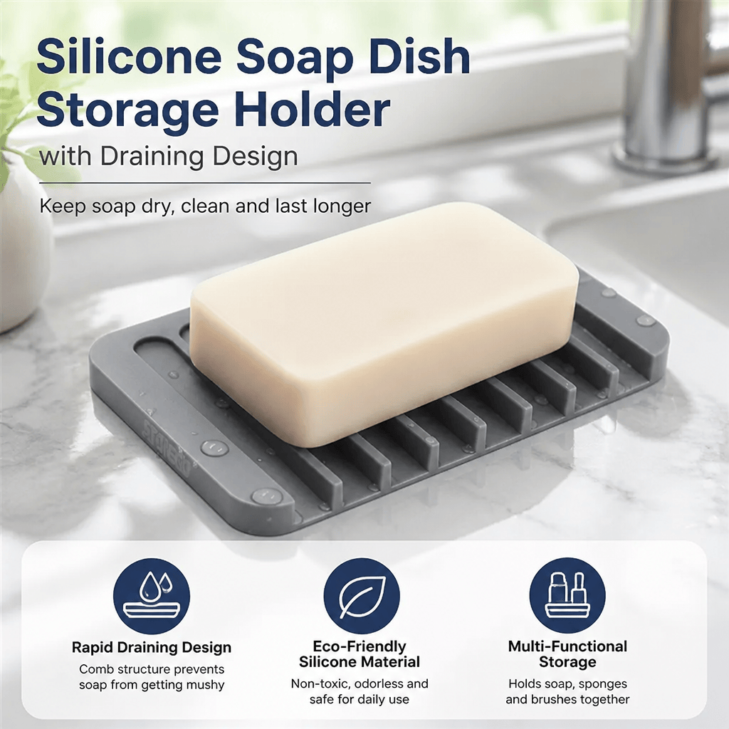 Soap Dish Draining - Silicone Soap Dish Draining Holder Bathroom