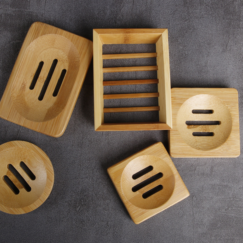 1Pc Bamboo Soap Box Oval Soap  - Soap Dish Draining ulasan dan harga