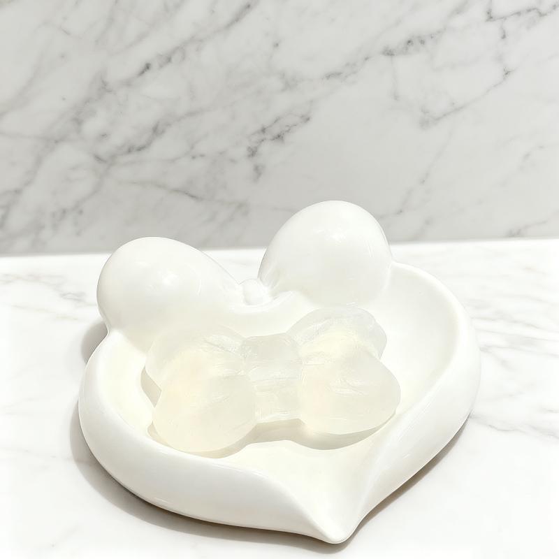 Cute Bow Heart Shaped Ceramic  - Soap Dish Draining ulasan dan harga